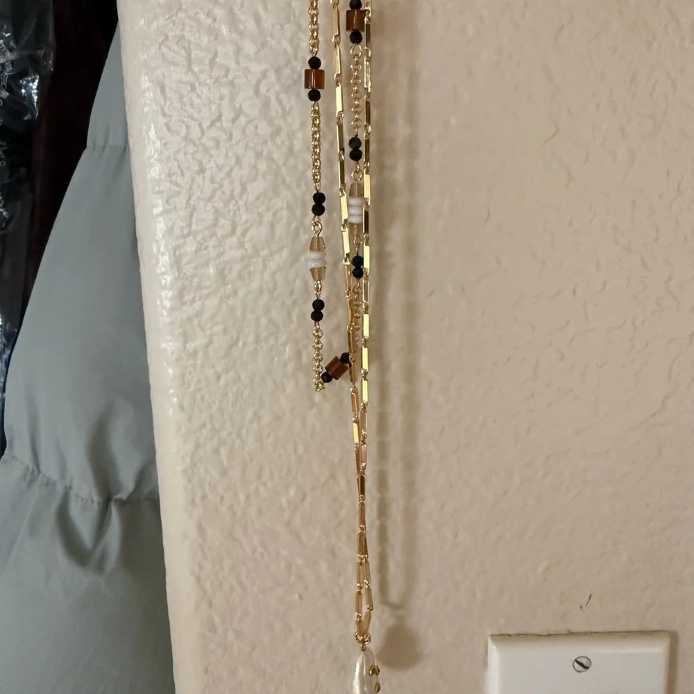 J. Crew Gold and Black Layered Necklace